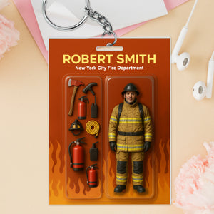 Custom Photo Firefighter Figure Acrylic Keychain Gift For Dad HO82 894218