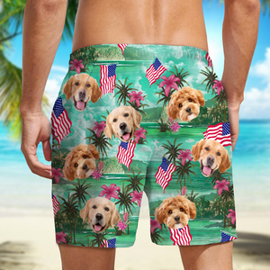 Custom Photo My American Spirit Beach Short - Gift For Family Members, Pet Owners, Pet Lovers LM32 893647