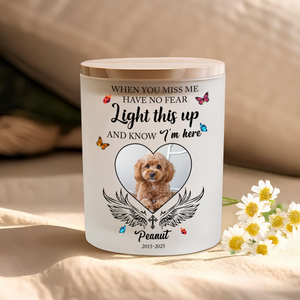 Custom Photo Love Never Leaves, It Lights Up Forever - Memorial Personalized Glass Jar With LED Candle CH07 895814