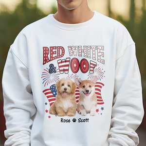 Custom Dog Photo Red White Woof Bright Shirt LM32 893723