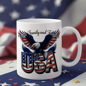 Faith, Family & Freedom America 250 Years Patriotic White Mug LM32 897359