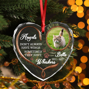 Custom Photo Cat Memorial Gifts - Personalized Heart Glass Ornament LM32 895895