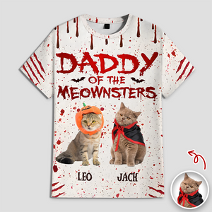 Custom Photo Daddy And Mommy Of The Meowster 3D Shirt For Halloween TH10 894971