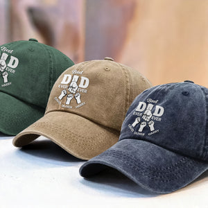 Personalized Cap - Best Dad Ever Ever Washed Denim Baseball Cap HA75 892476