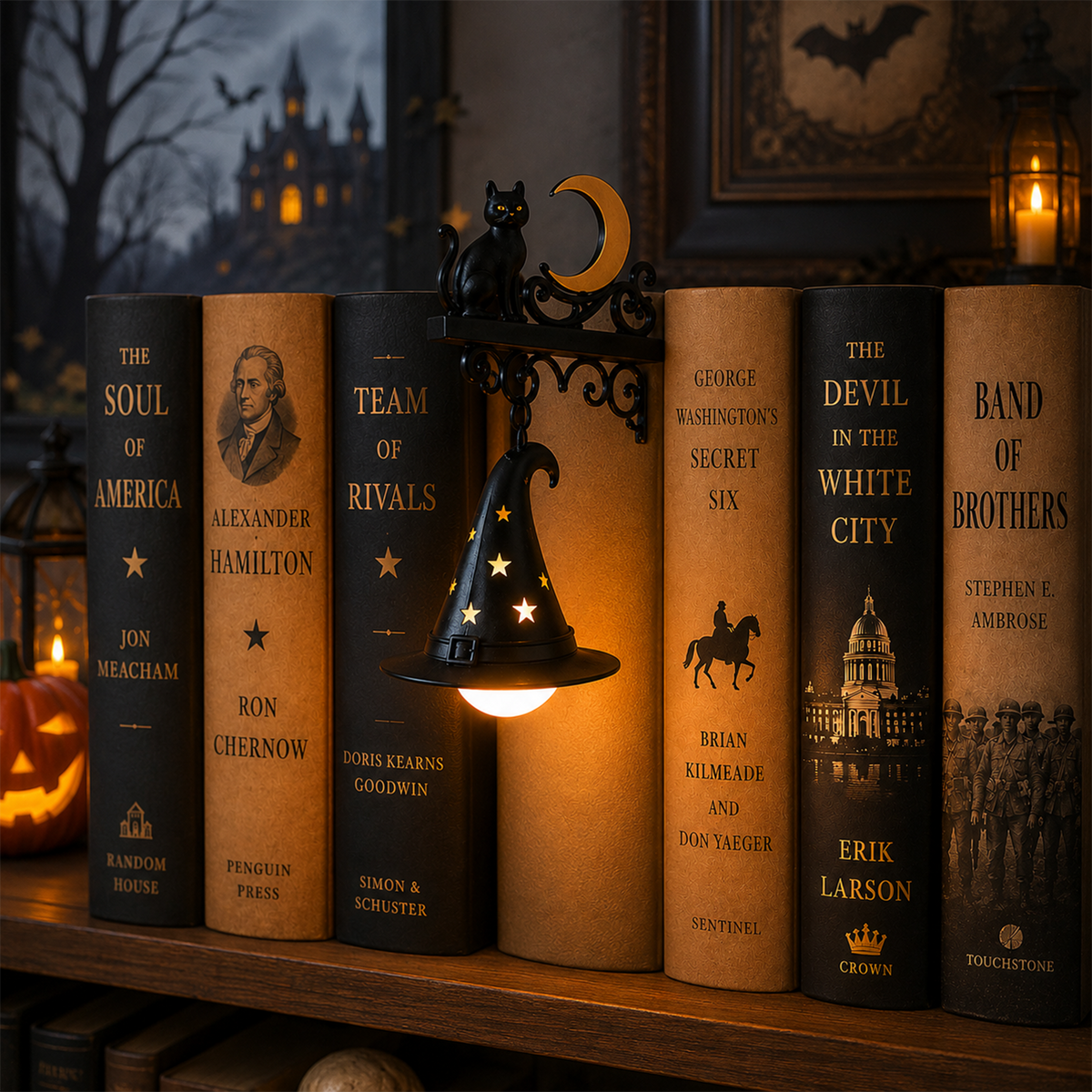 Halloween Metal Bookshelf Lantern Light Gift for Book Lovers, Reader Gift CH07 180222