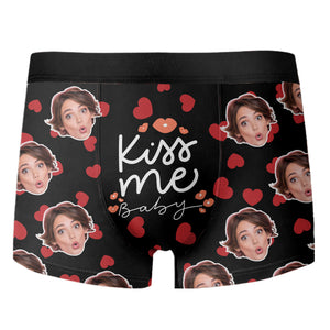 Custom Face Photo Kiss Me Men's Boxer Brief Funny Valentine Gift For Husband/Boyfriend CH07 899742