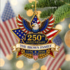 Custom Family Name American Pride 250th Anniversary Acrylic Ornament, USA Flag Eagle Keepsake CH07 180356