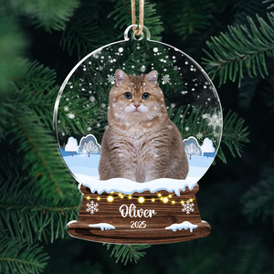 Custom Cat Photo Snowball Acrylic Ornament Christmas Gift For Cat Lovers CH07 896834