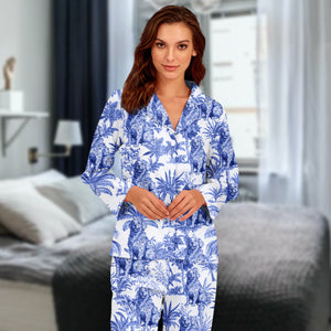 Custom Dog Breeds Chinoiserie Toile De Jouy Style Personalized Satin Pajamas HA75 892542