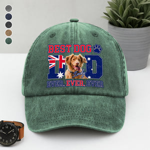 Custom Photo Best Dog Mom Dad Ever Ever Ever With Australian Flag Washed Denim Baseball Cap Gift For Dad, Birthday Gifts HO82 894384