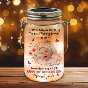 Custom Photo Happy 1st Mother's Day Mason Jar Light Gift For Mom CH07 895376
