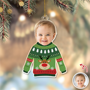 Custom Face Kid Funny Kid Ugly Sweater Acrylic Ornament For Christmas HA75 897844