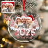 Custom Photo 3D Effect Family Toile De Jouy Christmas Trees For Family Glass Ornament LM32 895063