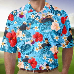 Custom Face Golfer Photo Hawaiian Polo Shirt - Personalized Gift for Golfer LM32 897493