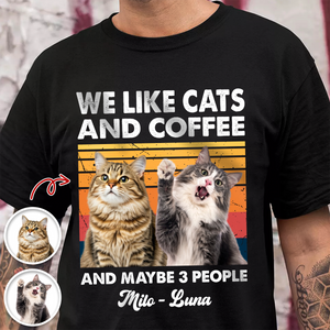 Custom Photo I Like Cats And Coffee Personalized Dark Shirt For Cat Lovers LM32 895105