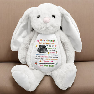 Custom Baby Bump Photo - Personalized This Mother's Day I'll Be Snuggled Up In Your Tummy Bunny Plush CH07 895308