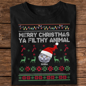 Custom Photo Merry Christmas Ya Filthy Animal Personalized Dark Shirt HO82 894548