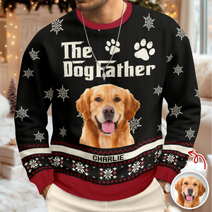 Custom Photo The Dogfather - Personalized Christmas Ugly Sweater CH07 896678