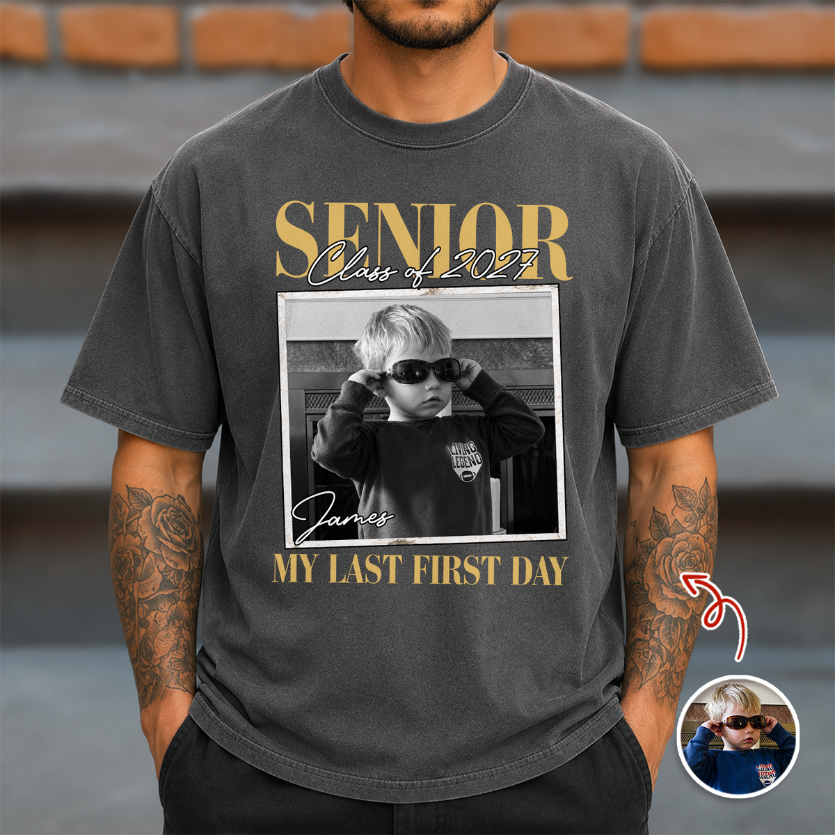 Custom Vintage Photo And Year Officially A Senior - My Last First Day Comfort Shirt CH07 180284