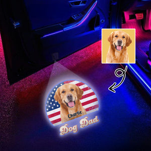 Custom Dog Photo Retro Sunset Dog Dad Car Door Projector Light CH07 896434