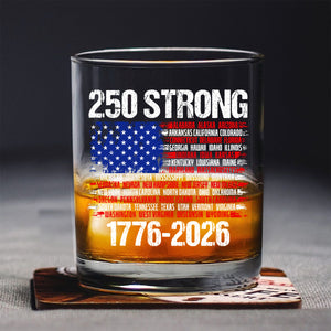 USA 250 Strong Flag American States Patriotic Whiskey Glass LM32 895337