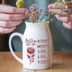 God Says I Am Personalized Name Initial Bible Toile De Jouy Vase LM32 895367