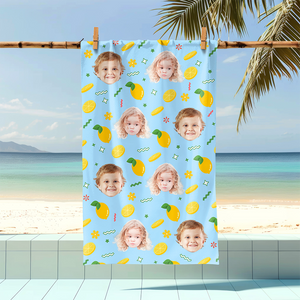 Custom Photo Fruits Beach Towel With Name, Vacation Gift CH07 895820
