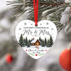 Custom Name Winter Cabin Our First Christmas As Mr & Mrs Married Ceramic Ornament, Newlywed Gift LM32 669871