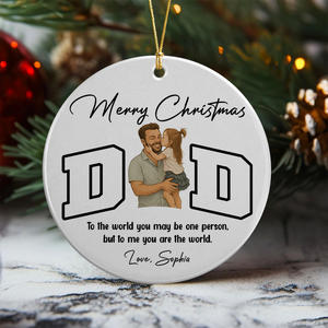 Custom Portrait Photo Merry Christmas Dad Kid Play Together Ceramic Ornament LM32 893869