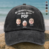 Custom Photo My Favorite People Call Me Daddy Vintage Washed Denim Baseball Cap HO82 900456