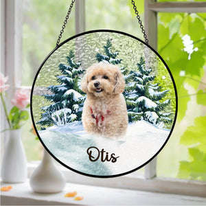 Custom Photo Dog Stained Glass Suncatcher For Christmas HA75 897056