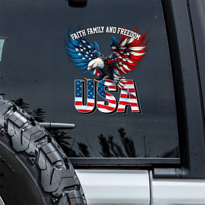 Faith, Family & Freedom America 250 Years Anniversary Eagle USA Flag Car Window Decal Sticker CH07 899802