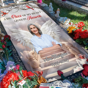 Custom Photo A Piece Of My Heart Lives In Heaven Memorial Grave Blanket LM32 893237