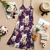 Custom Dog Photo With Lily Flowers Women's V-neck Cami Maxi Dress For Dog Lover TH10 892637