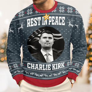 Personalized Rest In Peace Charlie Kirk Ugly Christmas Sweater HO82 900324
