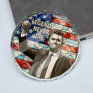 Charlie Kirk Legends Never Die Glass Ornament TH10 896371