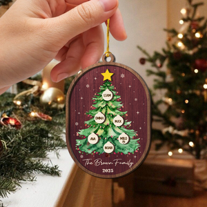 Custom Family Name Christmas Tree 2 Layers Wooden Ornament LM32 897345
