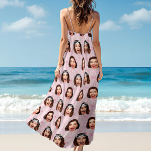 Custom Bestie Photo Coquette Pink Bows Hawaii Maxi Dress LM32 893397