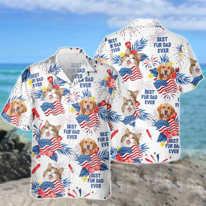 Custom Dog Cat Photo Personalized Patriotic Tropical Hawaiian Shirt 4th Of July Gift CH07 895688