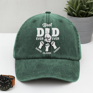 Personalized Cap - Best Dad Ever Ever Washed Denim Baseball Cap HA75 892476
