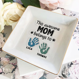 This Awesome Mom Belongs To Personalized Jewelry Dish Mother's Day Gift for Mom HA75 892068