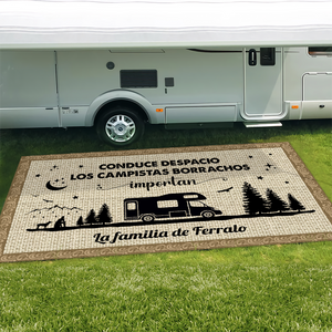 Alfombra de Patio de Camping Campistas Felices, Tapete para Terraza LM32 895055