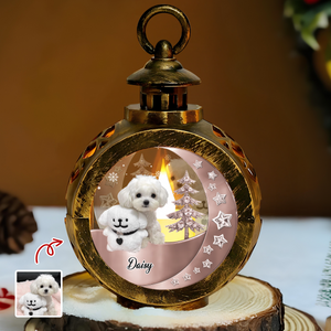 Custom Funny Dog Photo 3D Blink Effect Christmas Lantern Ornament LM32 895787