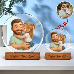Custom 3D Catoon Photo Gift For Dad Round Acrylic Frame Block LM32 893653