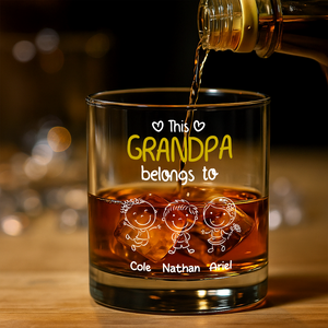 This Grandpa Belongs To Us Whiskey Glass Personalized Gift For Family HO82 894762