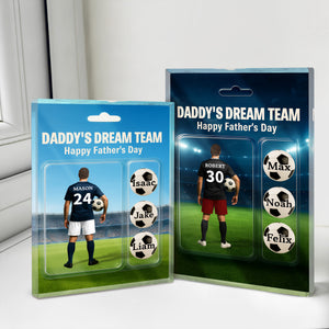 Daddy's Dream Team Soccer With Kids' Names Acrylic Block Plaque Personalized Gift For Father's Day, For Soccer Lover HO82 893766