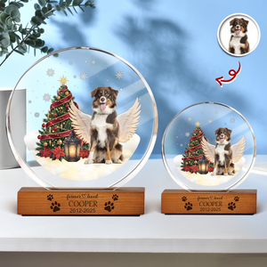 Custom Photo Forever Loved Memorial Dog Cat Round Acrylic Frame Block HA75 898008