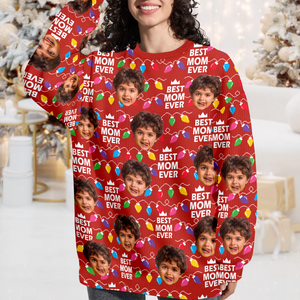 Best Mom Dad Ever Christmas Light - Personalized Ugly Sweater CH07 899394