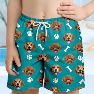 Custom Photo Face Dog With Bone Beach Short For Kid Summer Gift TH10 894101
