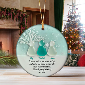 Personalized 2D Friendship Sea Glass Ceramic Ornament, Best Friend Christmas Gift CH07 899862